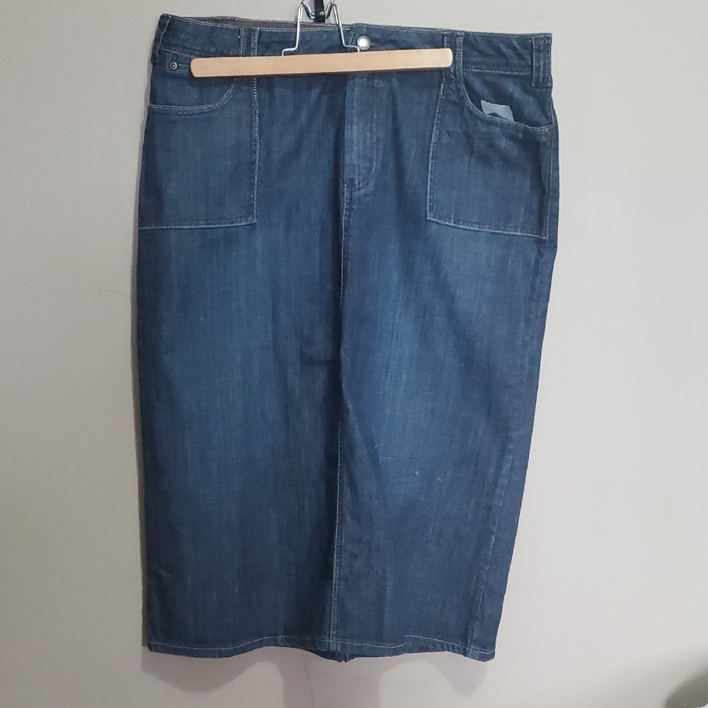 Vintage Jessica Blue Denim Midi Skirt S Size 16p